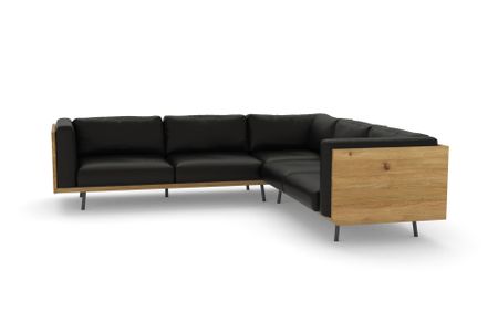Ecksofa Viana in Milano 111 Black (Leder)