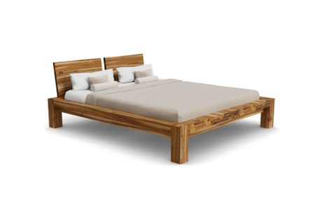 Bett Bamaco aus europäischer Nussbaum Massivholz