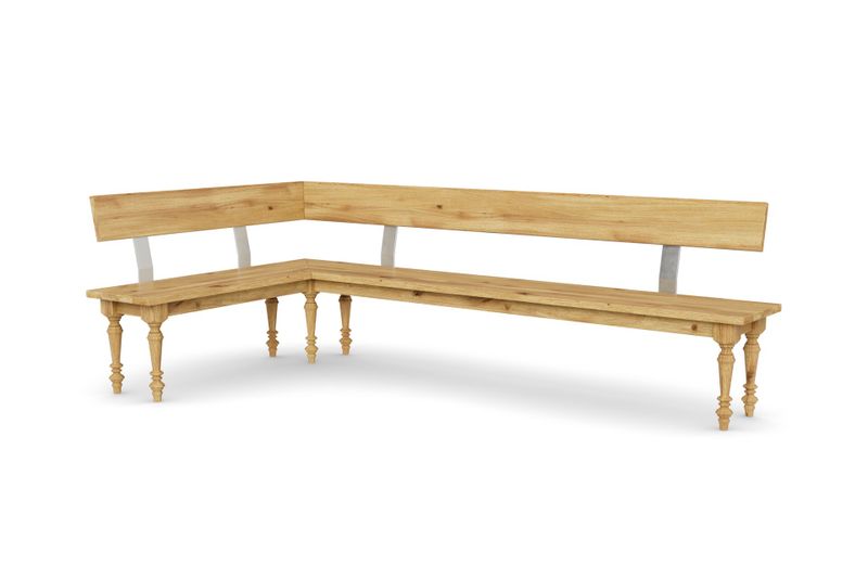 Eckbank ANTIQUA mit Lehne aus Eiche, 150 × 120 cm