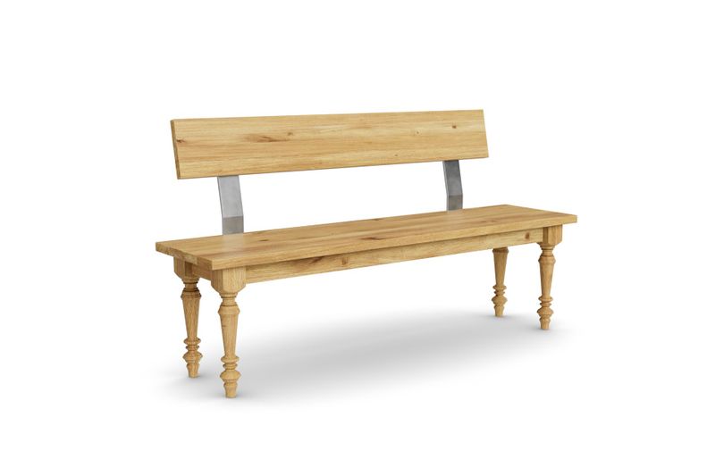 Sitzbank ANTIQUA mit Holzlehne aus Eiche, 180 cm