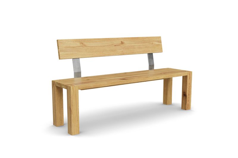 Sitzbank BOS mit Holzlehne aus Eiche, 180 cm