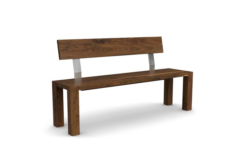 Sitzbank Bos mit Holzlehne aus am. Nussbaum