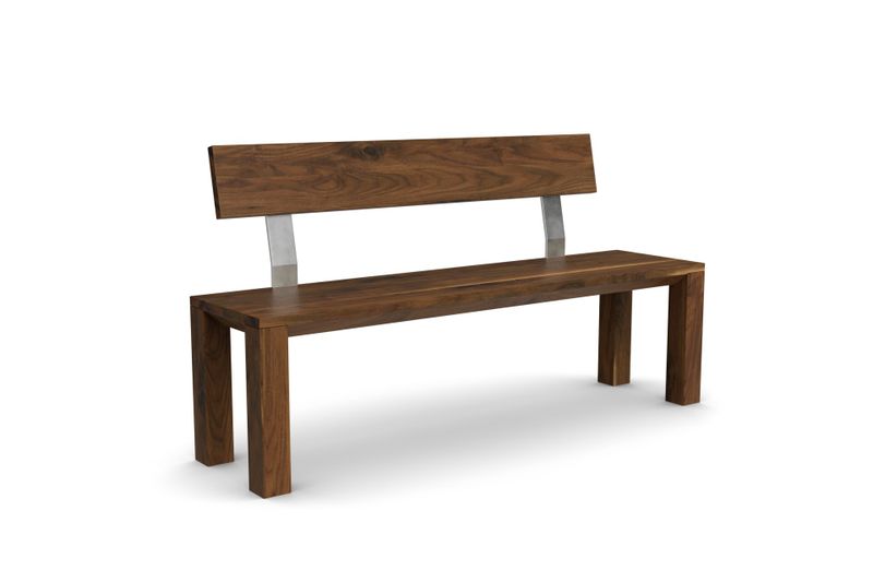 Sitzbank Camos mit Holzlehne aus am. Nussbaum
