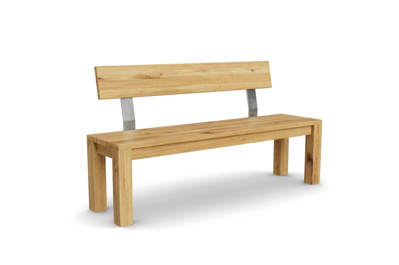 Sitzbank CAYA mit Holzlehne aus Eiche, 180 cm