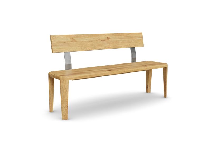 Sitzbank HERO mit Holzlehne aus Eiche, 180 cm