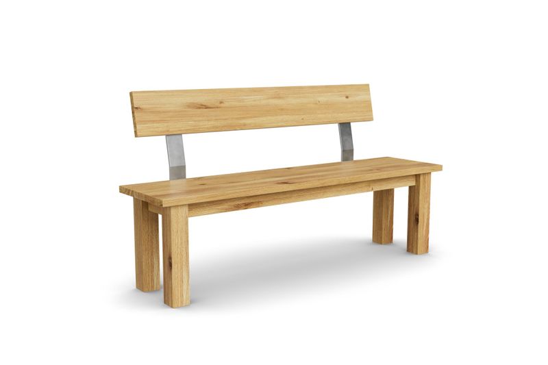 Sitzbank MANAGUA mit Holzlehne aus Eiche, 180 cm