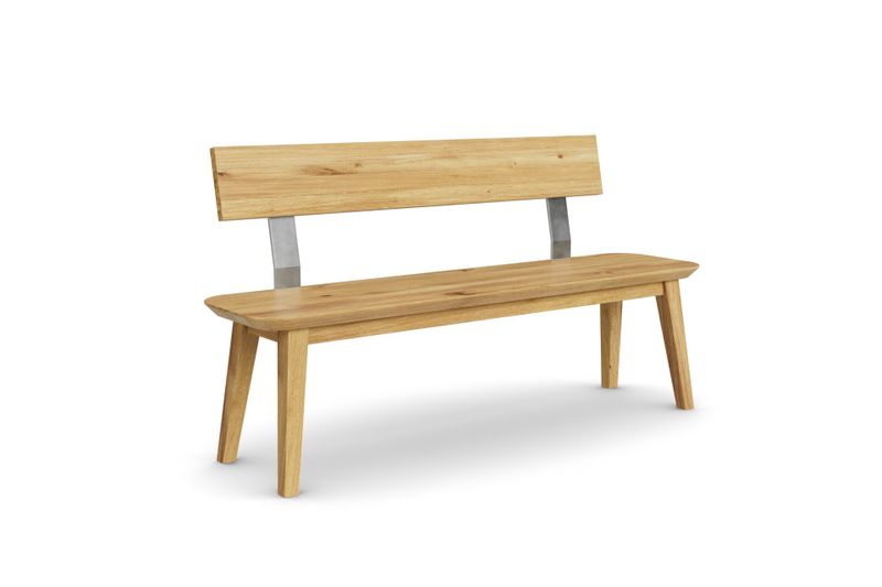 Sitzbank TALOS mit Holzlehne aus Eiche, 180 cm
