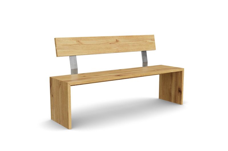 Sitzbank WANGEN mit Holzlehne aus Eiche, 180 cm
