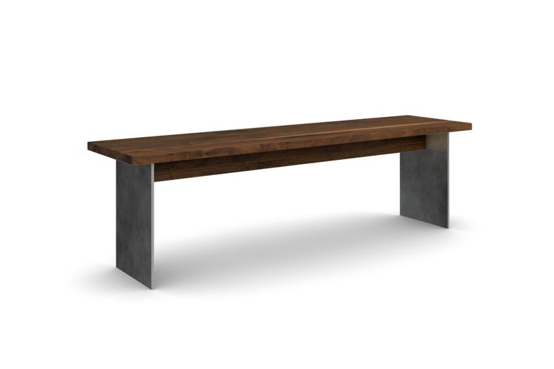 Sitzbank ARGENTO ohne Lehne aus amerikanischem Nussbaum, 160 cm
