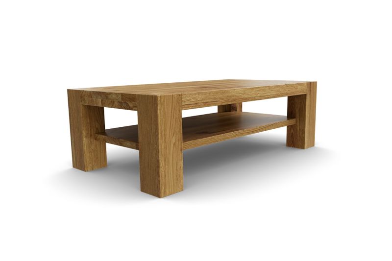 Couchtisch Bamaco mit Ablage aus Eiche, 110 × 60 cm