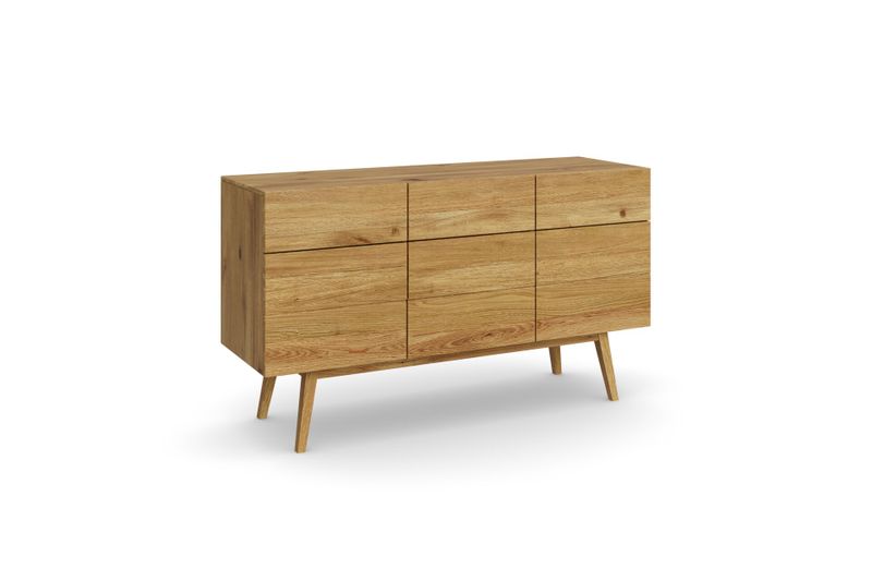 Schmales Sideboard ASTANA aus Eiche, 100 cm breit, 35 cm tief